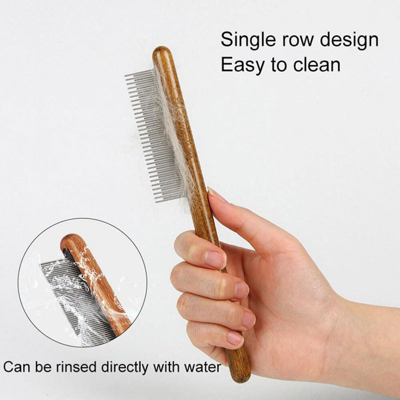 PSOWQ 1 piece dog brush, cat brush, lice comb with wooden handle, flea comb for dogs and cats with tangled short/long hair, brush for pet care - PawsPlanet Australia