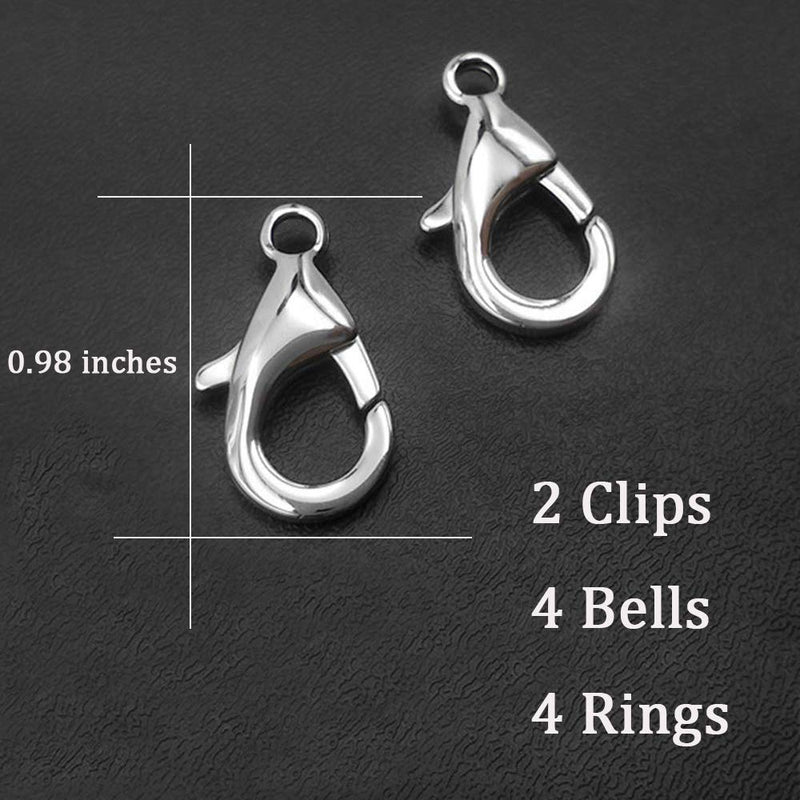 IVIA PET 4 Sets Cat Bell for Dog Collar Charm Training Pet Pendant Accessories with 2 Pack Stainless Steel Dog Tag Clips X-S Pink - PawsPlanet Australia
