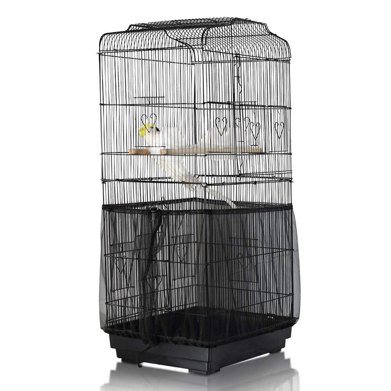 ASOCEA Bird Cage Seed Catcher Parrot Cage Mesh Skirt Universal Birdcage Cover Birdseed Nylon Net Guard extra large - Black (Not Include Birdcage) - PawsPlanet Australia