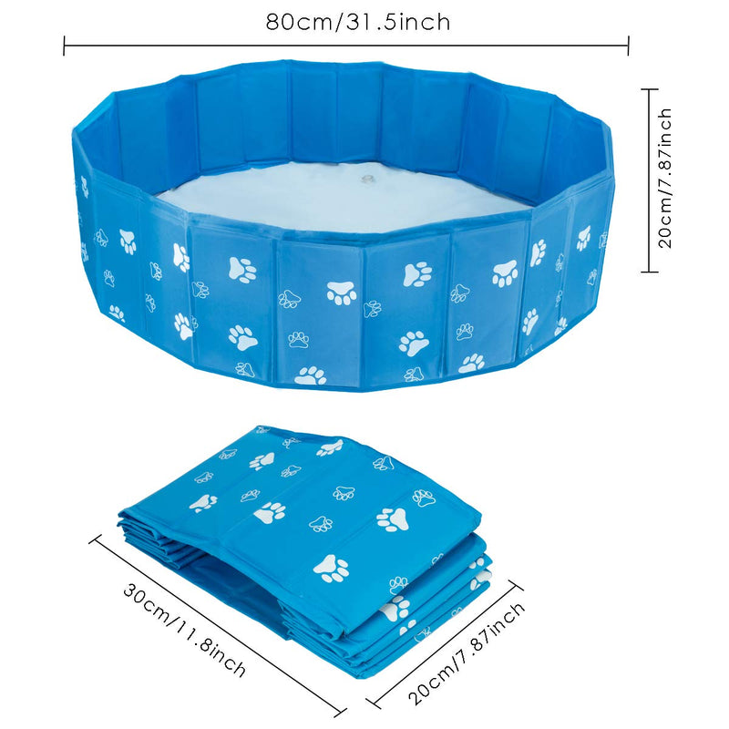 Josopa Dog Pool, Foldable Pet Bath Water Pool Outdoor Swimming Playing Pond Portable PVC Bathing Tub, Folding Kiddie Pool for Dogs Cats and Kids 80*20 A - PawsPlanet Australia