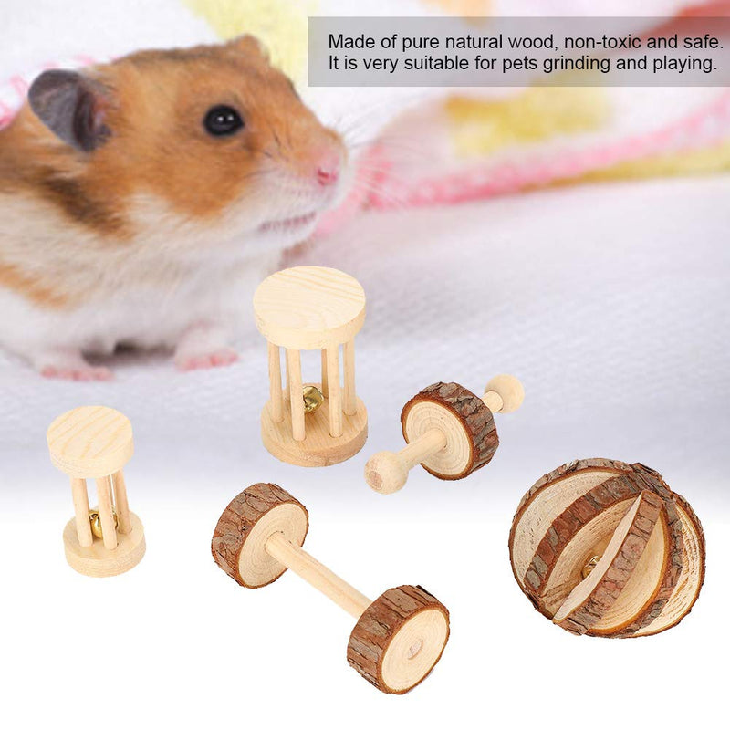 5Pcs/Set Hamster Wood Ball Hamster Wooden Safety Playing Toy Wooden Hamster Chew Toys For Chinchillas Rabbit Guinea Pig - PawsPlanet Australia