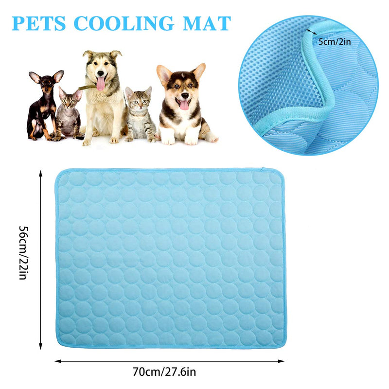 Dog Cooling Mat Large Cooling Pad Machine Washable Summer Cooling Mat for Dogs Cats Kennel Pad Breathable Pet Self Cooling Blanket Dog Crate Sleep Mat (2228IN, Blue) 22*28IN - PawsPlanet Australia