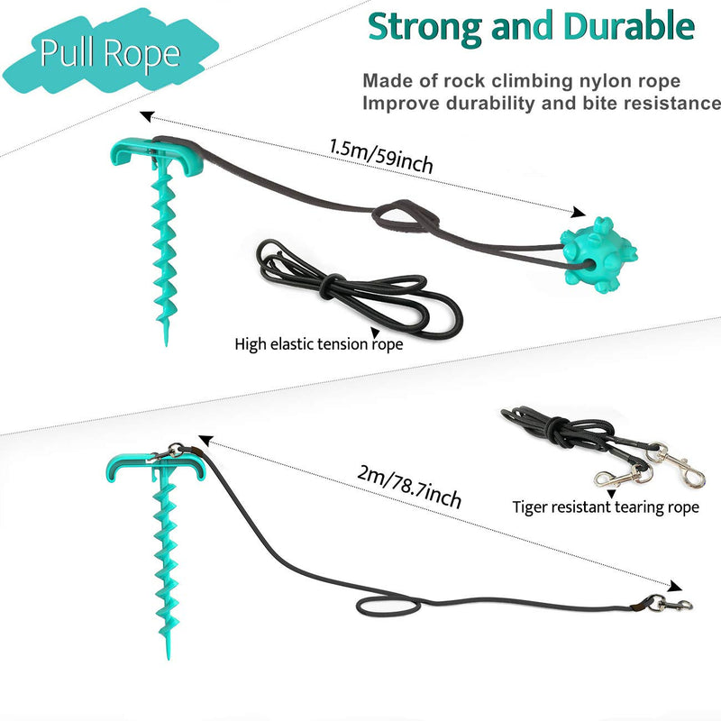 Dog Tie Out Cable and Stake, Dog Spike Stake in Ground, Dog Lead Leash Sturdy Spiral Ground Anchor with Dog Chew Molar Ball Toy and Dog Elasticity Dog Chain for Camping Backyard - PawsPlanet Australia