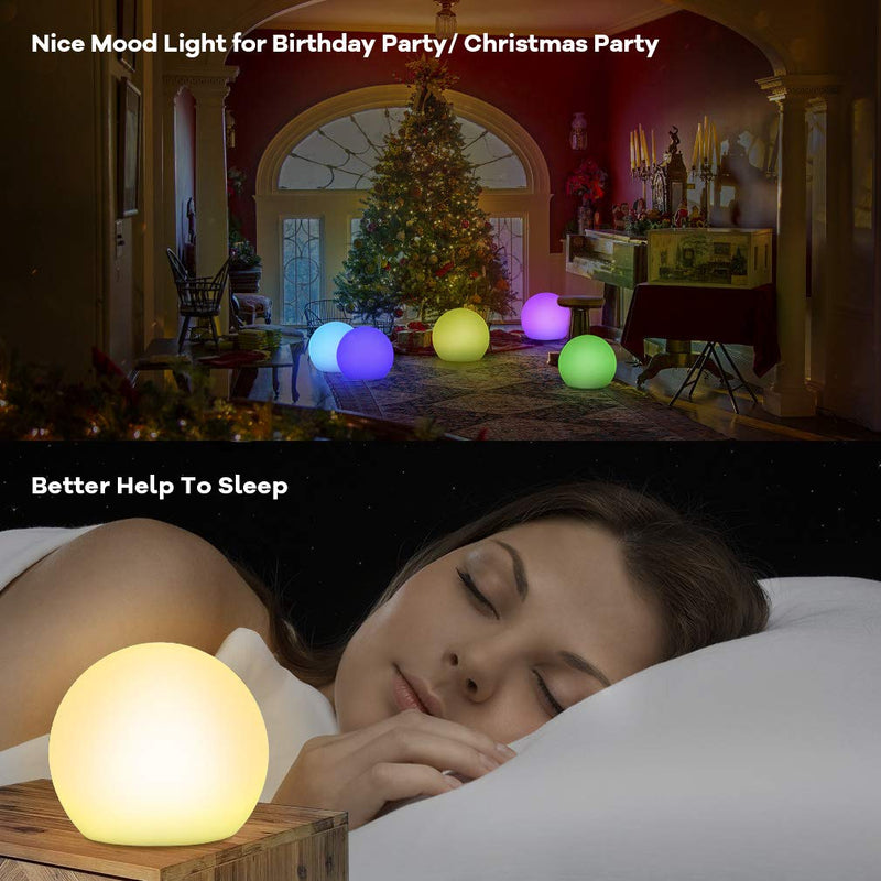 LED Mood Lamp Ball Light,Floating Pool Light 8 Dimmable16RGB Glow Balls,Battery Powered Night Light Bedside Lamp for Kids,Waterproof Bath Toy Christmas Decor for Pool,Pond,Yard (6 inches/15cm) 6 inches /15cm - PawsPlanet Australia