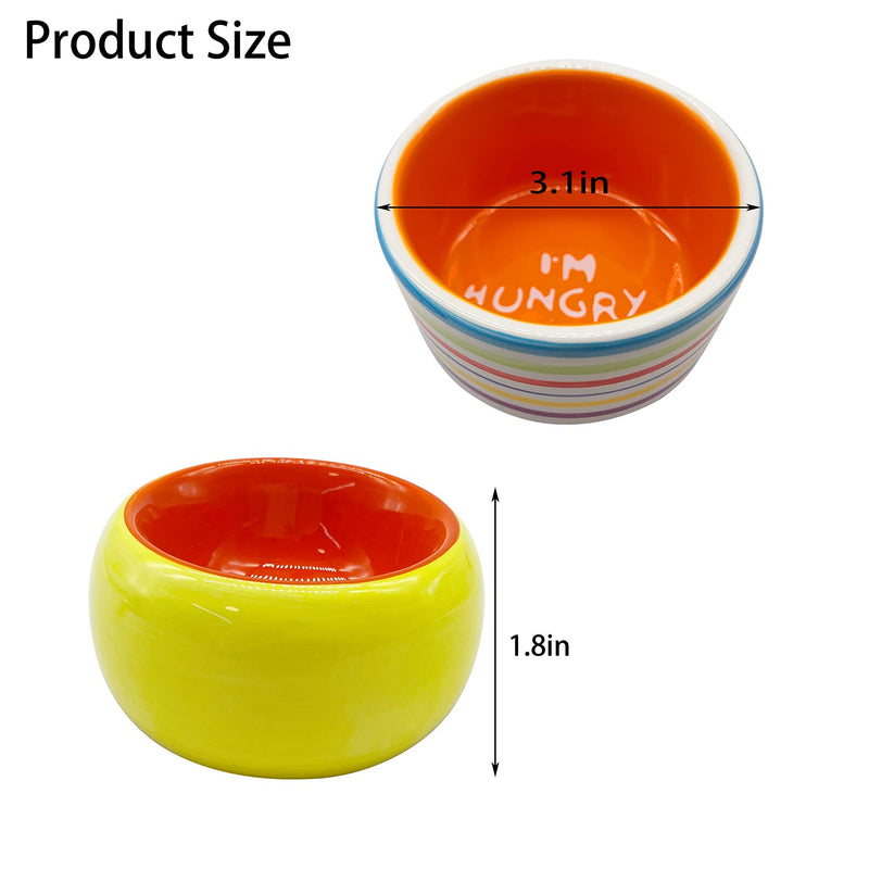 Hamster Food Bowl,Small Animals Ceramic Food Water Bowl Prevent Tipping Moving Guinea Pig Food Dish for Guinea Pigs Gerbil Mouse Rat Chinchilla Hedgehog Sugar Glider 2Pcs - PawsPlanet Australia