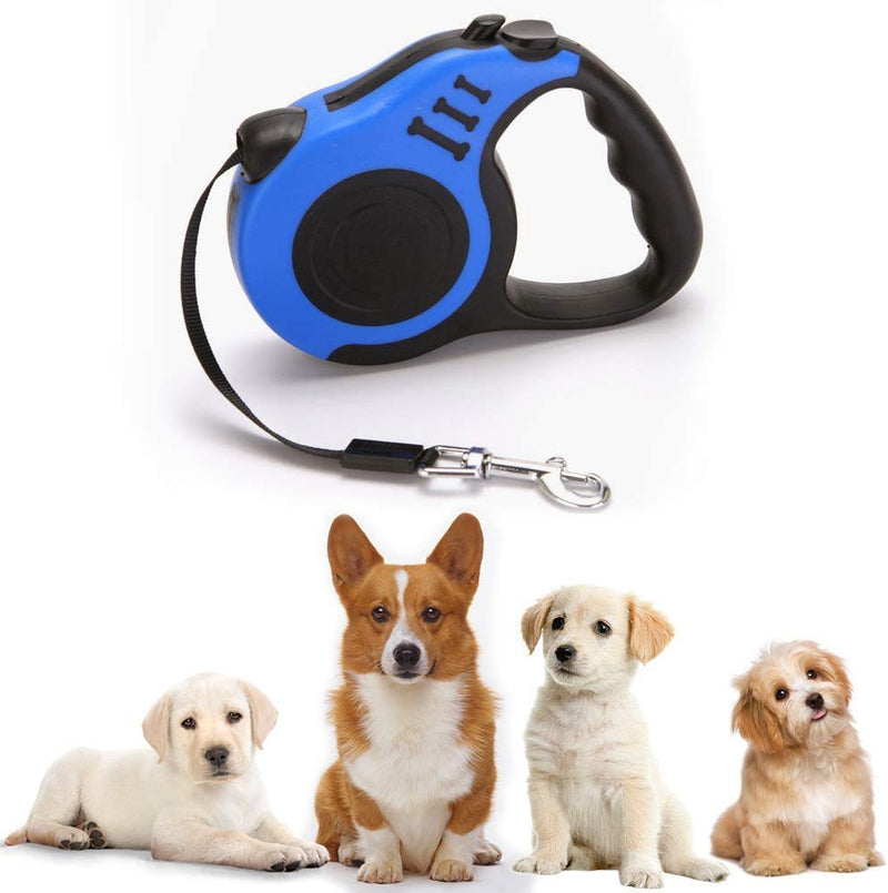 Retractable Dog Leash, Pet Walking Leash with Anti-Slip Handle, Strong Nylon Tape, Tangle-Free, One-Handed One Button Lock & Release, Suitable for Small Medium Dog Cat, 10 ft, Blue S - PawsPlanet Australia