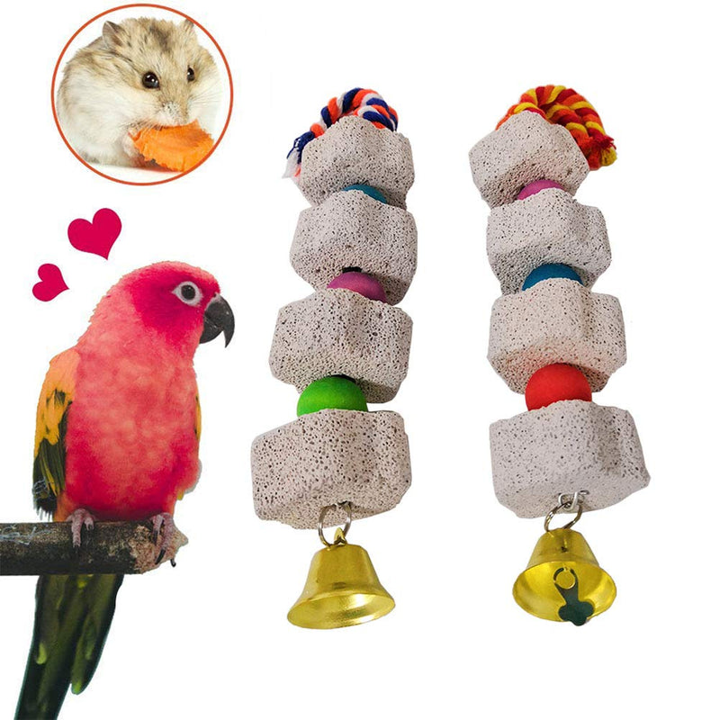 Balacoo 2pcs Bird Chewing Toys Mineral Bird Beak Grinding Stone for Parrot Parakeet Macaw (Random Bead Color) - PawsPlanet Australia
