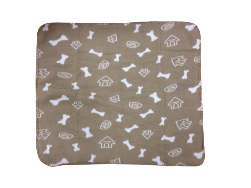 [Australia] - WZYuan Puppy Blanket Bone House Bowl Prints Pet Cushion Small Dog Cat Bed Soft Warm Sleep Mat (Beige) 