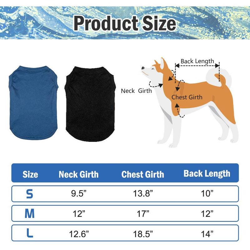 BINGPET 2 Pcs Blank Dog Shirts - Basic Dog Clothes Soft and Breathable, Dog T-Shirts Apparel, Dog Outfits, Plain Dog Shirt for Puppies, Small Extra Small and Medium Dogs Black&Blue - PawsPlanet Australia