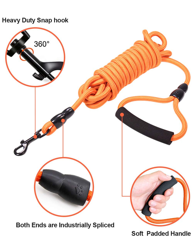 [Australia] - Dog Training Leash 15FT 30Ft, Nylon Long Dog Lead can Float on the Water Heavy Duty Rope for Small Medium Large Dogs Swimming, Running, Camping or Yard Recall Training Long Dog Leash with Foam Handle 