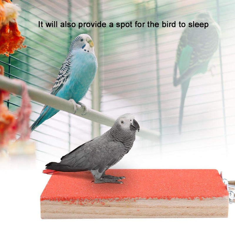 Parrot Platform, Frosted Bird Perch Stand Platform Toy Wood Playground Paw Grinding Toy for Macaw African Greys Budgies Parakeet Conure Hamsters 9 x 13cm/3.5 x 5 inch(Red) Red - PawsPlanet Australia
