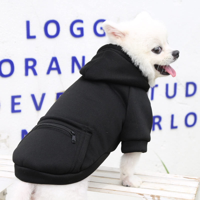 PETCARE Pet Dog Hoodie Sweater Warm Soft Fleece Sweatshirts with Pocket Fall Winter Puppy Cat Sweaters Clothes for Small Dogs Cats Chihuahua Yorkies French Bulldog Outfits S(Fit 1-3 lbs) black - PawsPlanet Australia