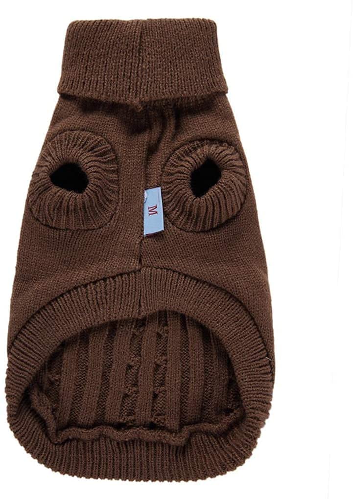 CHBORCHICEN Small Dog Sweaters Knitted Pet Cat Sweater Warm Dog Sweatshirt Dog Winter Clothes Kitten Puppy Sweater XX-Small Brown - PawsPlanet Australia