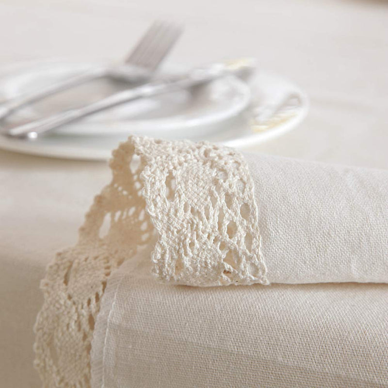 Enova Home Natural Elegant Rectangular Solid Thicken Cotton and Linen Tablecloth Dust Proof Table Cover for Kitchen Dinning Tabletop Decoration (Pure White) Pure White - PawsPlanet Australia