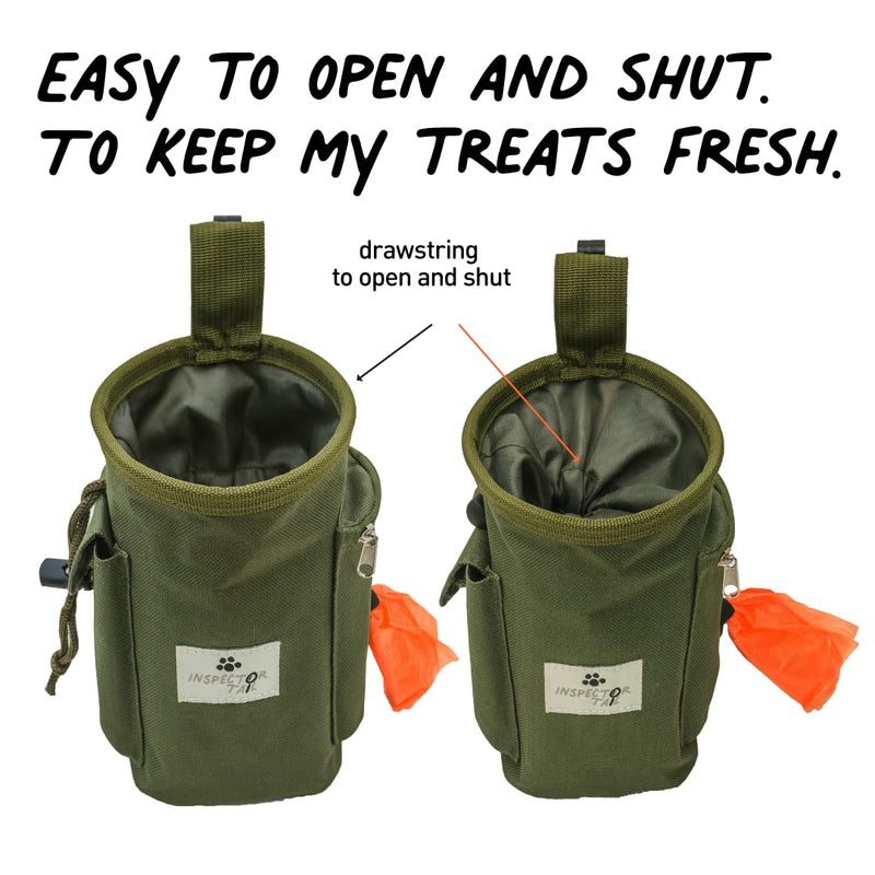 INSPECTOR TAIL Dog Treat Bag with Quick Access to Snacks Toys & Built-in Poop Bag Dispenser/Convenient to Use with 3 Ways to Wear for Training Traveling & Walking - PawsPlanet Australia