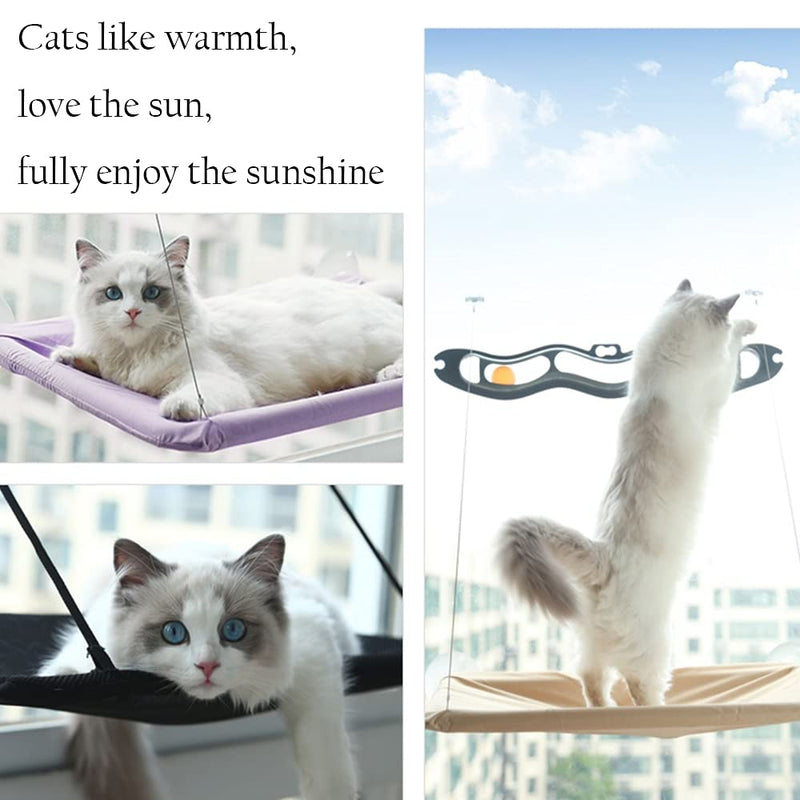 Cat Hammock for Window Cat Window Bed Perch Seat Pet Resting Seat Safety Space Saving Window Mounted Cooling Mat Cat Bed Brown - PawsPlanet Australia