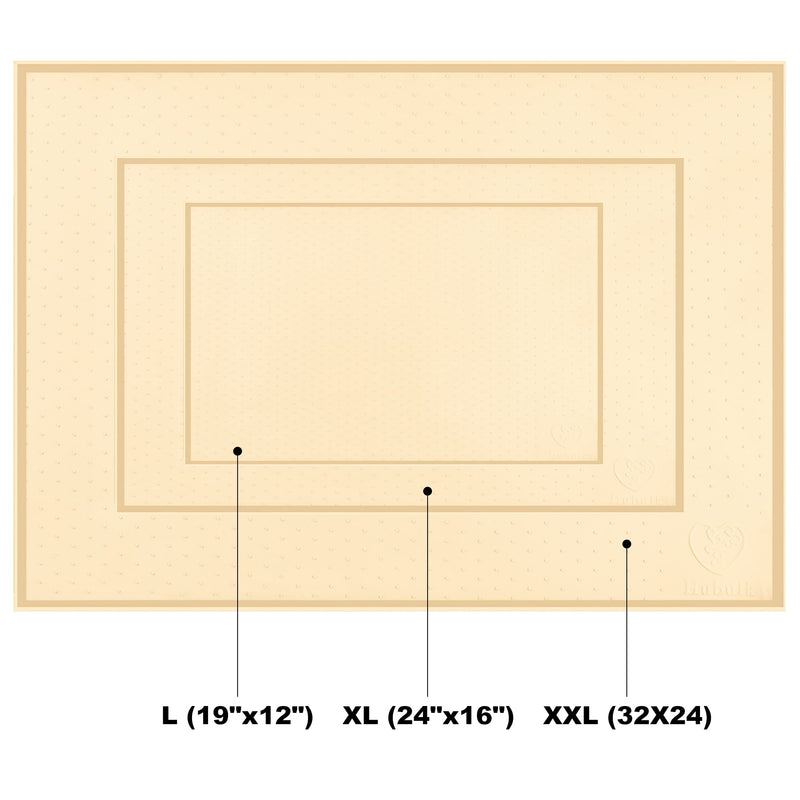 Hubulk Dog Cat Food Feeding Mat L (19"x12") XL (24"x16") or XXL (32X24) 0.5" & 1" inch Raised Edge Silicone Non Slip Waterproof Pet Food Mat Dog Bowl Placemat Large (L?19" x 12" x 0.5"?, Beige) L?19" x 12" x 0.5"? - PawsPlanet Australia