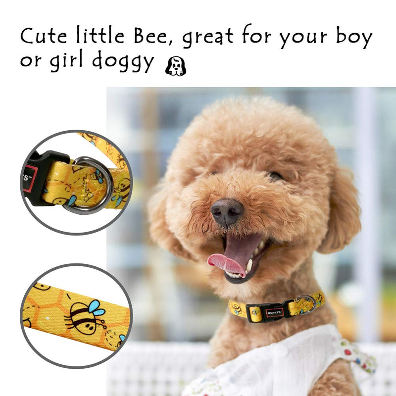 [Australia] - QQPETS Dog Collar Personalized Soft Comfortable Adjustable Collars for Small Medium Large Dogs Outdoor Training Walking Running S Yellow Bee 