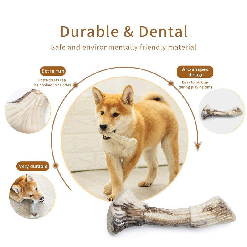 PetsLA Dog Chew Toys for Aggressive Chewers Large Breed Indestructible Hard Nylon Dog Bone Toy Durable Dog Chew Toy Dog Teething Toy for Large Medium Small Dogs Antler Shape Small (Pack of 1) - PawsPlanet Australia