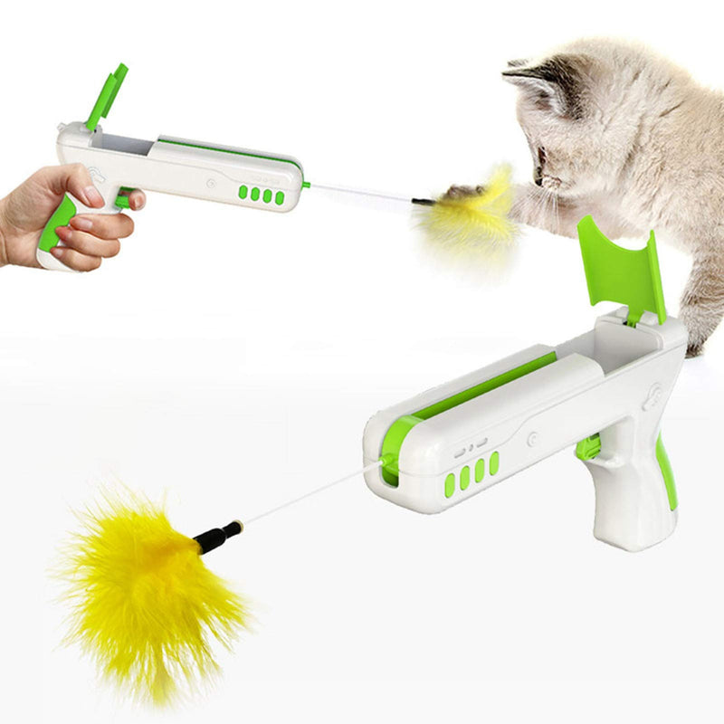 Teblacker Interactive Cat Toys with Ball and Feather, Cat Feather Toy Automatic Self-Moving Funny Toy for Kittens Cats, Improve The Entertainment of Kittens Green - PawsPlanet Australia