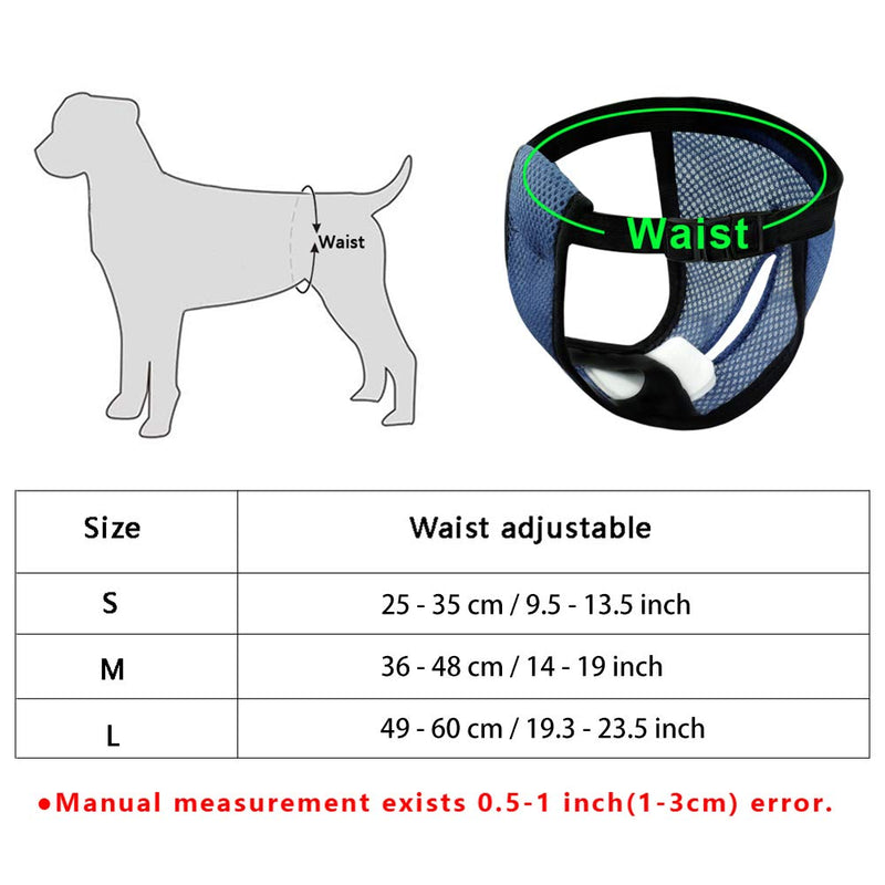 LeerKing 2- Pack Dog Sanitary Nappies Period Underpants Washable Adjustable Sanitary Nappers Breathable Mesh Female Dog Hygiene Pants for Small Medium Dog, M M(Waist Adjustable 14.2-19.3 inch) Blue - PawsPlanet Australia