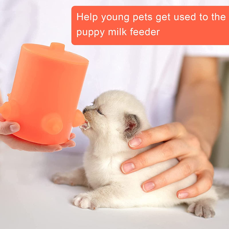 5 Pacifiers Puppy Kitten Silicone Feeder- Soft Puppy Milk Feeder Silicone Puppy Feeder for Feeding Small Pets Puppy Kitten ( Orange ) - PawsPlanet Australia
