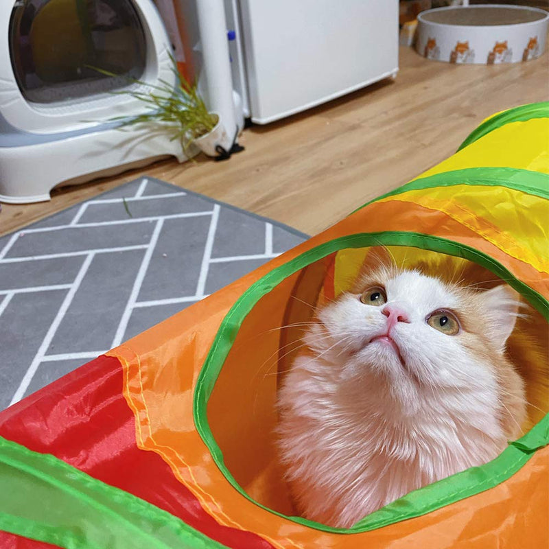 ASOCEA Cat Toys Collapsible Tunnel Rainbow Splice Cat Tunnel for Most Cats Indoor and Outdoor Exercising Hiding Training and Running with Fun - PawsPlanet Australia