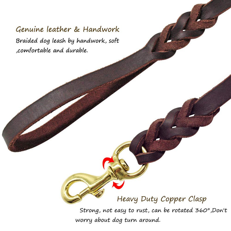 [Australia] - Training Lead Handmade Braided 8 ft Genuine Leather Dog Training Leash Lead, Burgundy 