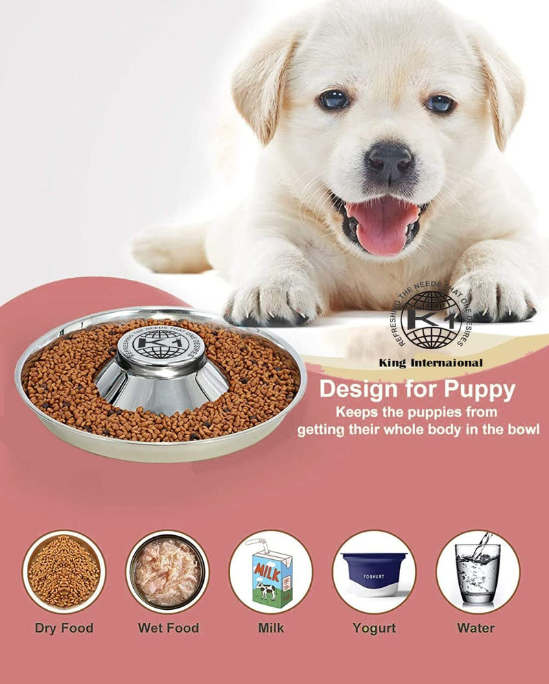 King International Stainless Steel 2 Puppy Bowls,Puppy Food Bowl,Puppy Bowls for Small Dogs,29cm,Puppy Bowl,Puppy Supplies,Puppy Feeder,Puppy Feeding Bowls for Litters - PawsPlanet Australia