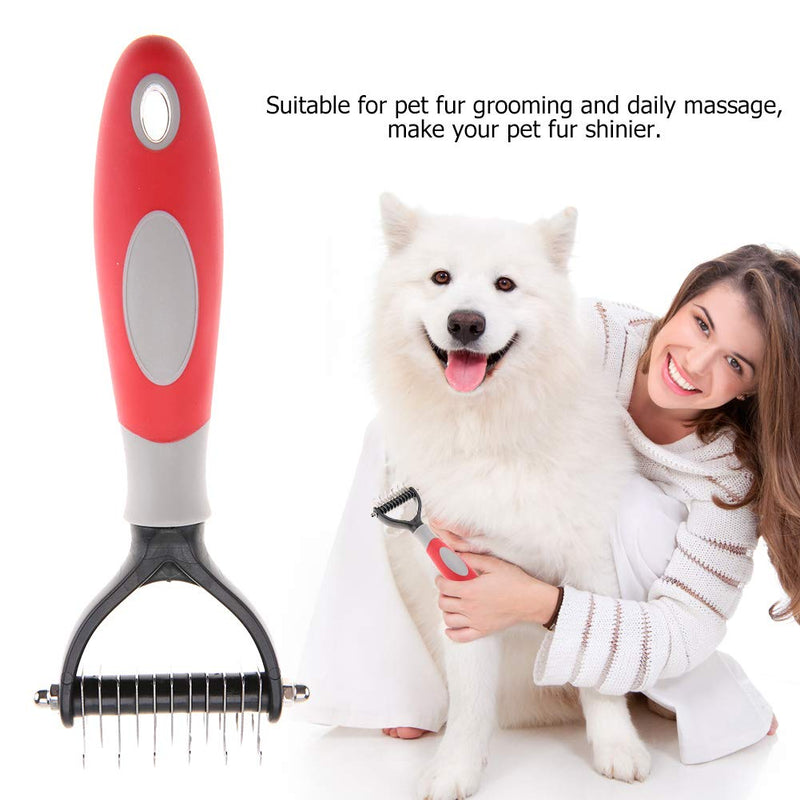 Stainless Steel Pet Grooming Dematting Comb Professional Knot Comb Brush with 2 Sided Undercoat Rake for Cats Dogs(Gray) Gray - PawsPlanet Australia