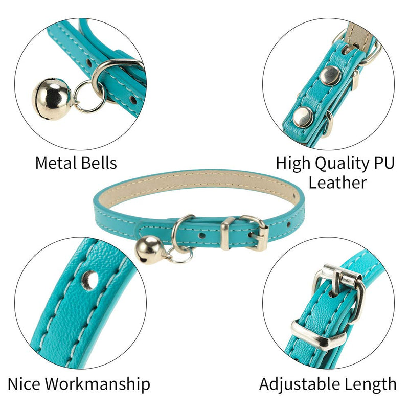 Yorgewd 6 Pack Leather Cat Collars with Removable Bell Polished Durable Metal Buckle Soft and Adjustable for Cats Puppy Small Medium Dogs - PawsPlanet Australia