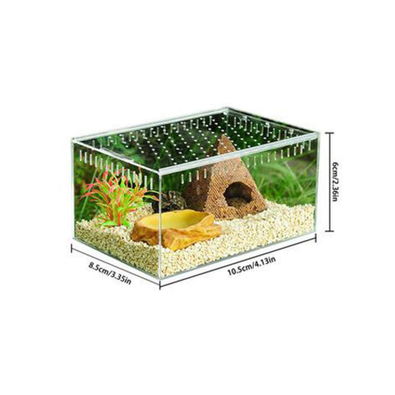 Clear Reptile Breeding Box,Small Acrylic Terrarium Full View Visually with Sliding Design Feeding Box for Insect Reptiles Tarantulas Amphibians Lore Caterpillars Cricket Spider Snail Reptile - PawsPlanet Australia