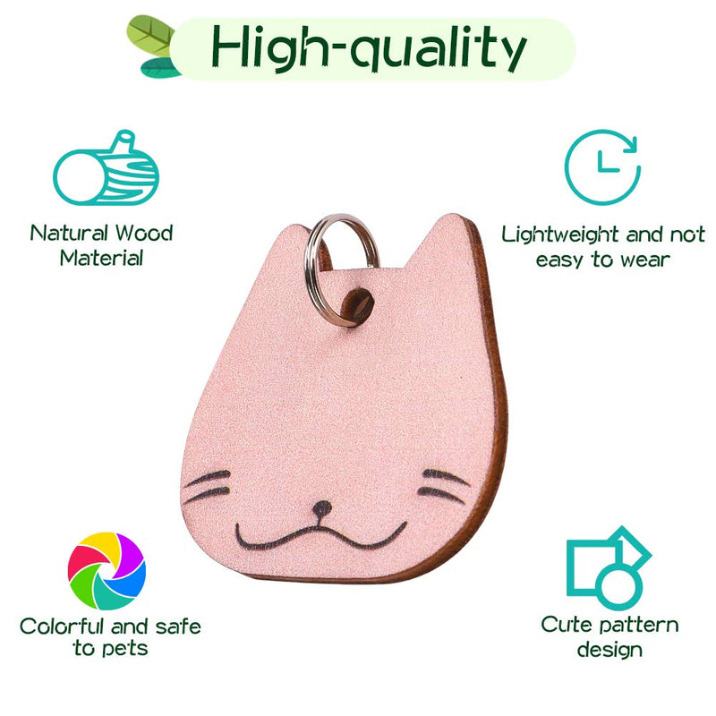 [Australia] - Dog ID Tags - 6 Pcs Name Tag for Dogs - Cute Handwriting Wooden Pet ID Tags - Lightweight Tag No Noise Pendant in Kitty, Star, Paw, Flower and House Shapes, Personalized Pet Charms for Dogs and Cats 