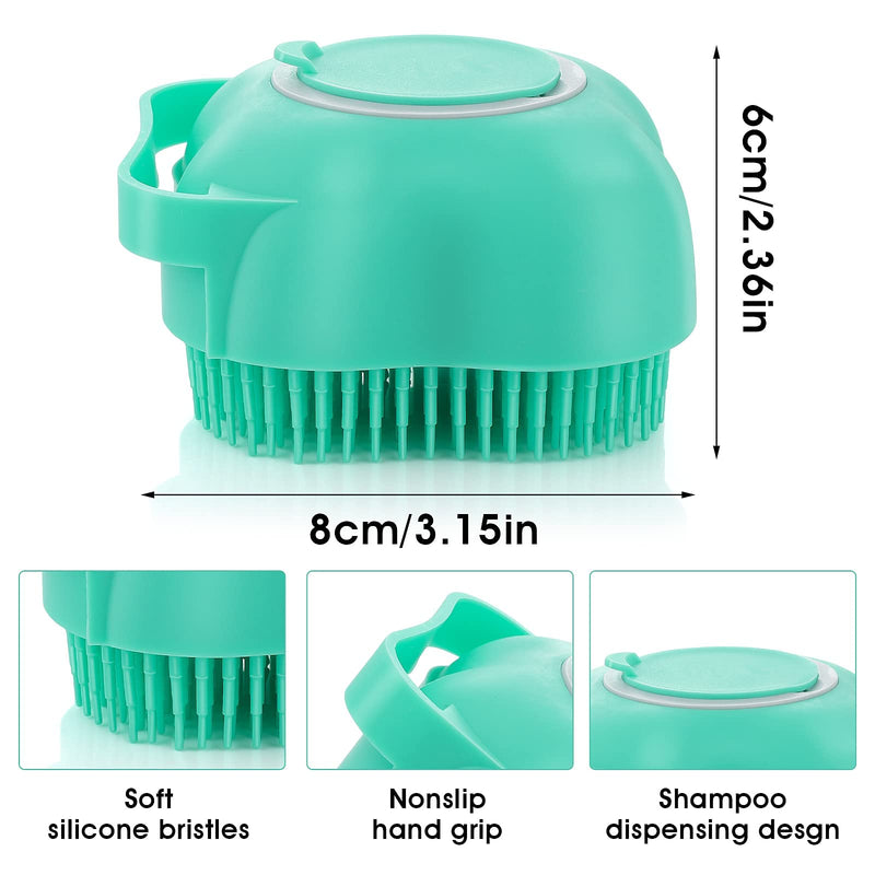 Molain Dog Cat Bath Brush Comb Silicone Rubber Dog Grooming Brush Silicone Puppy Massage Brush Hair Grooming Cleaning Brush Soft Shampoo Dispenser (Light Blue) Light Blue - PawsPlanet Australia