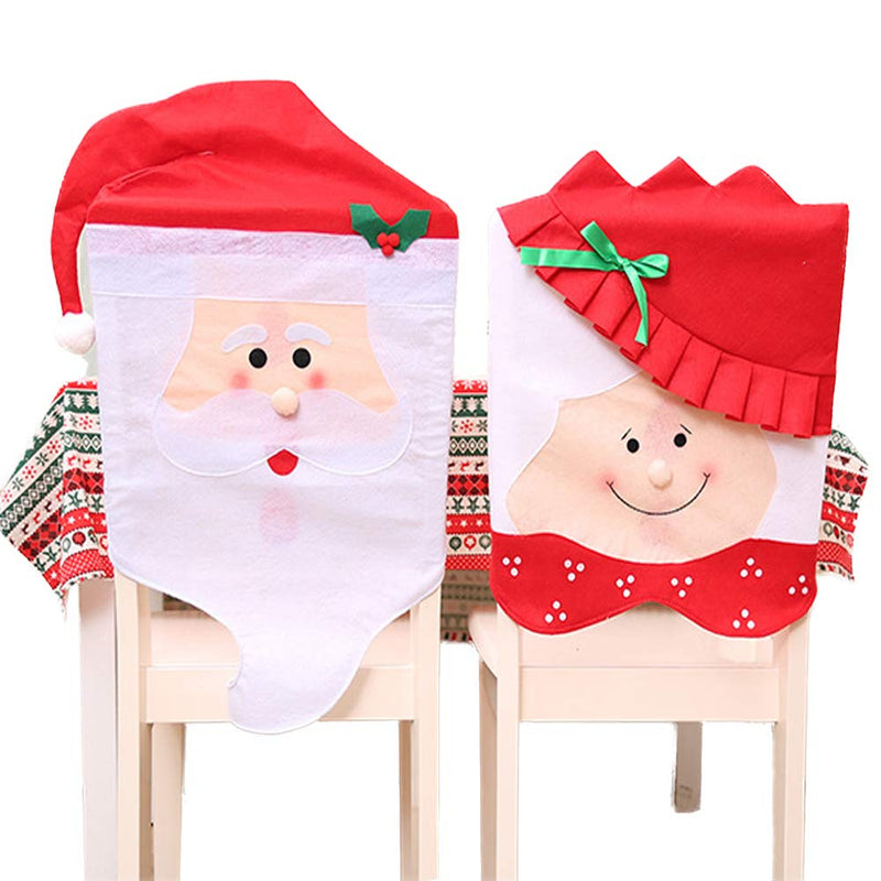 Yuyeran Couple Christmas Chair Covers Mr&Mrs Santa Claus Chair Back Slipcovers Xmas Hoilday Home Kitchen Dining Decoration - PawsPlanet Australia