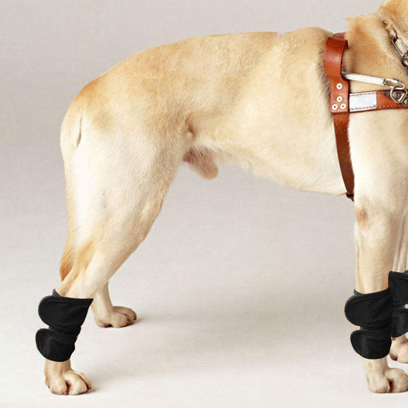 GOTOTOP 2Pcs Dog Leg Brace for Hind Leg Adjustable Knee Elbow Warm Knee Surgery Wound Recovery Leggings Guard Universal Cats Dogs Cloth Black Orange Pet Protection Supplies(S, M, L)(S-Black) S - PawsPlanet Australia