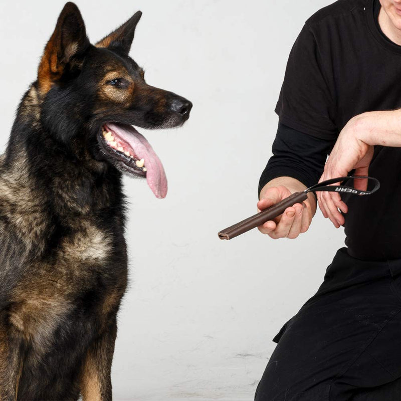 DINGO GEAR Dog Bite Tug Handmade of Brown Grain Leather, Strong Tug for Bite Training K9 IPO Agility and Just Fun S00230 - PawsPlanet Australia