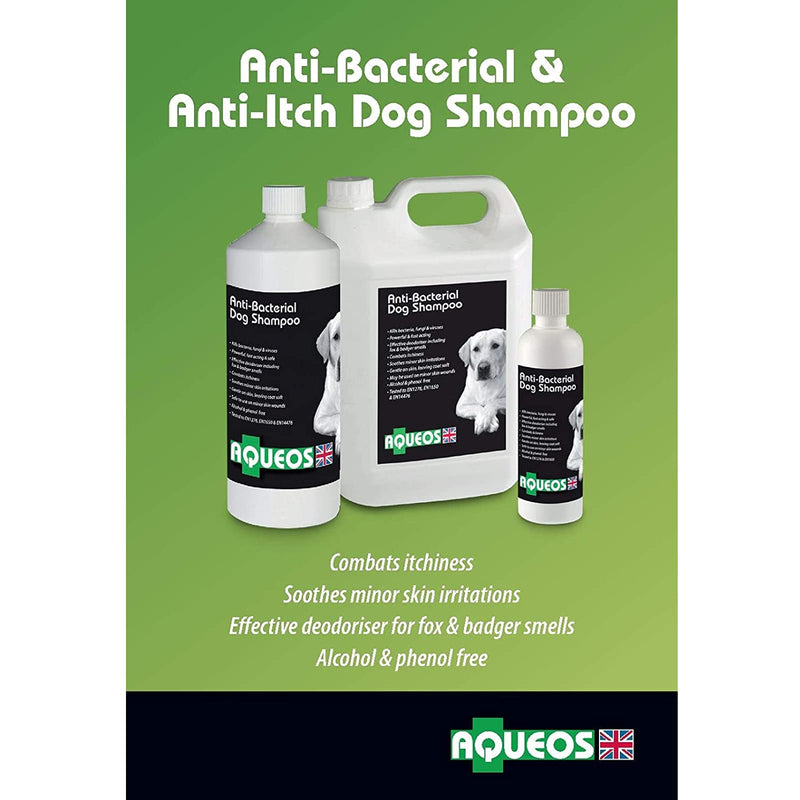 Aqueos Antibacterial, Antiviral & Antifungal Dog Shampoo | Anti-Itch | Smelly or Itchy Dogs | Skin Irritations | Skin Soothing | 1 Litre - PawsPlanet Australia