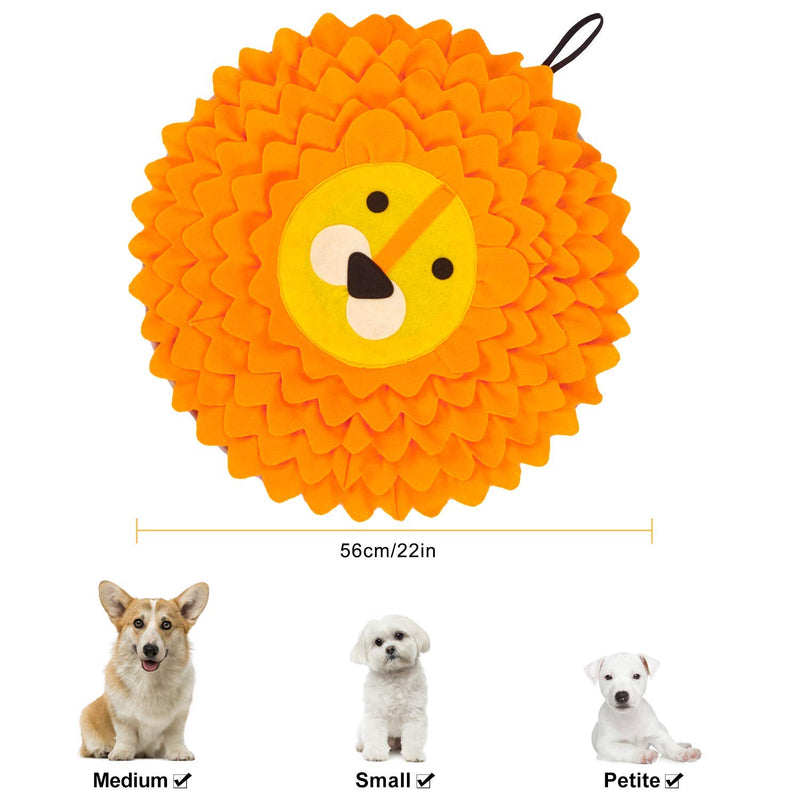 Dog Snuffle Mat Pet Slow Feeding Mat Small Dog, Dog Interactive Game Puzzle Toys Smell Foraging Skill Training for Dogs Cats 55cm Lion - PawsPlanet Australia