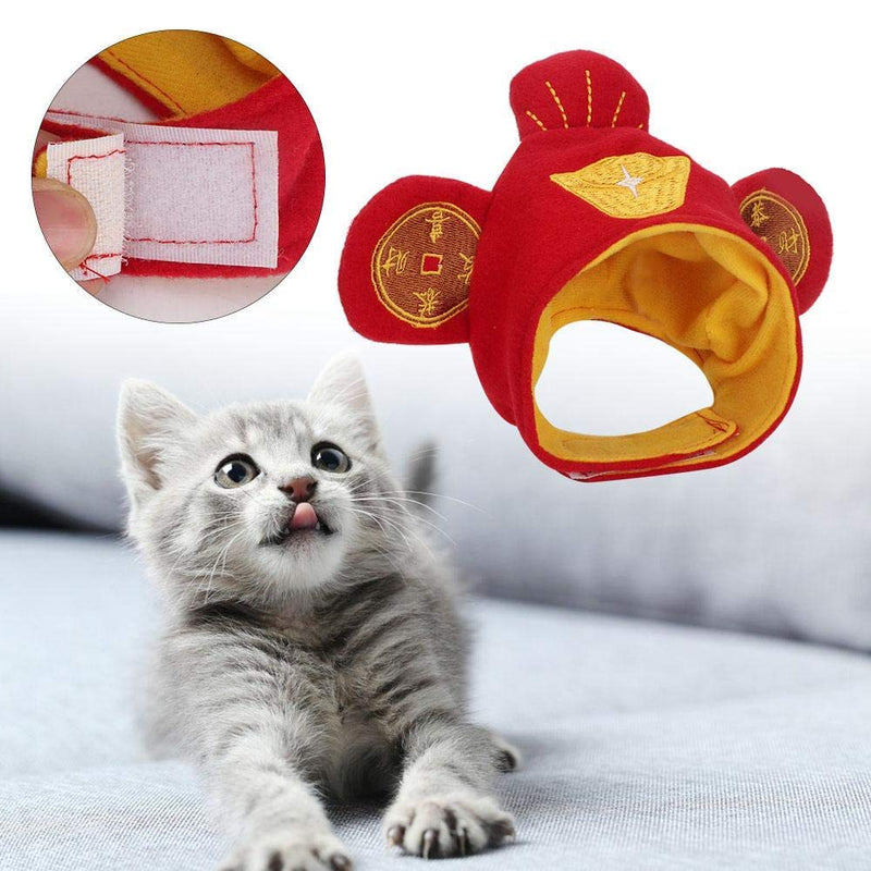 Pet Hat, Cute Chinese Element Red Cap Funny Pet Kitten Soft Outfit Premium Quality Decoration Hat - PawsPlanet Australia