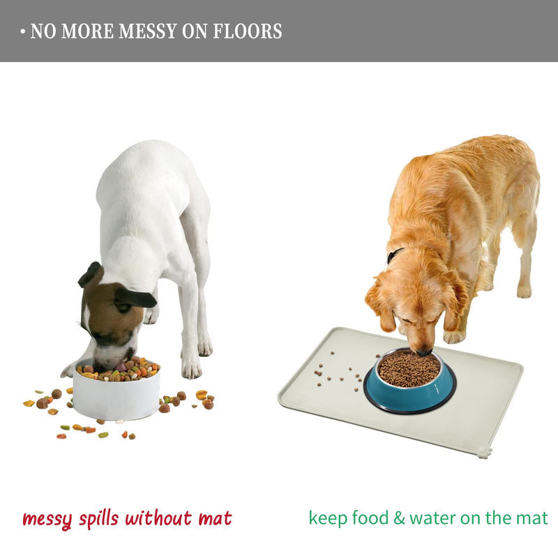 Reopet Silicone Dog Cat Bowl Mat Non-Stick Food Pad Water Cushion Waterproof 18.5" x 11.5" Beige - PawsPlanet Australia