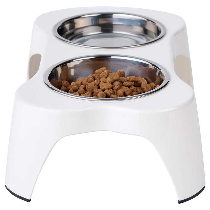 [Australia] - Mojabella Elevated Dog Bowls Raised for Small Dogs, Raised Cat Bowls Elevated Elegant & Durable - Replacement Stainless Steel Bowls Available Soon SM-M 13.4" x 6/7.5" x 4.1" Inch High 