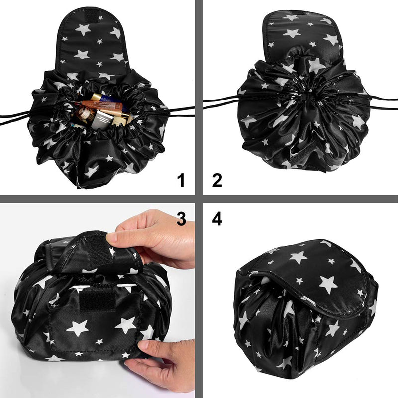 Lazy Drawstring Makeup Bags, Large Capacity Waterproof Travel Portable Cosmetic Bag Pouch Makeup Pouch Storage Organiser for Women Girl (All Star) All Star - PawsPlanet Australia