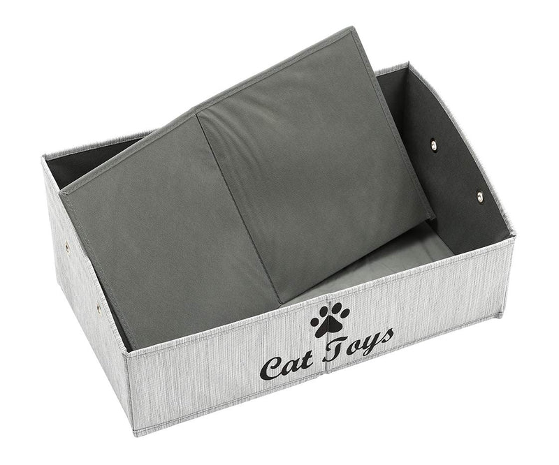 Morezi Canvas Pet Toy and Accessory Storage Bin, Basket Chest Organizer - Perfect for Organizing Pet Toys, Blankets, Leashes and Food 0605 Cat Grey - PawsPlanet Australia