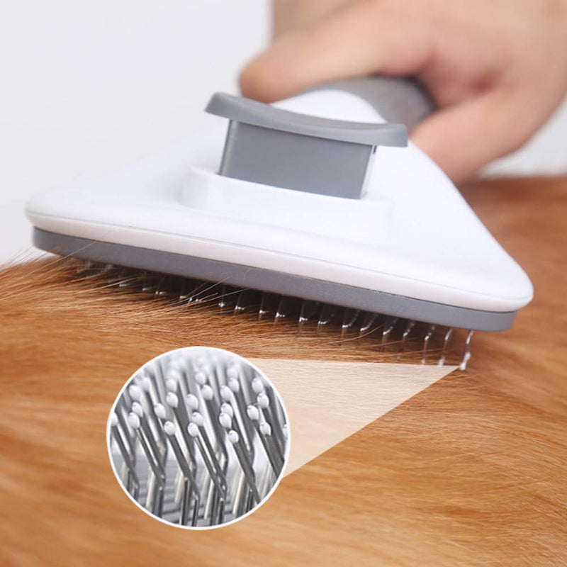 Pet Cat Brush Dog Brush Short Hair Grooming Brush Undercoat Cat Brush Fine Hair Soft Brush Automatic Hair Removal Comb with One Button Cleaning - PawsPlanet Australia