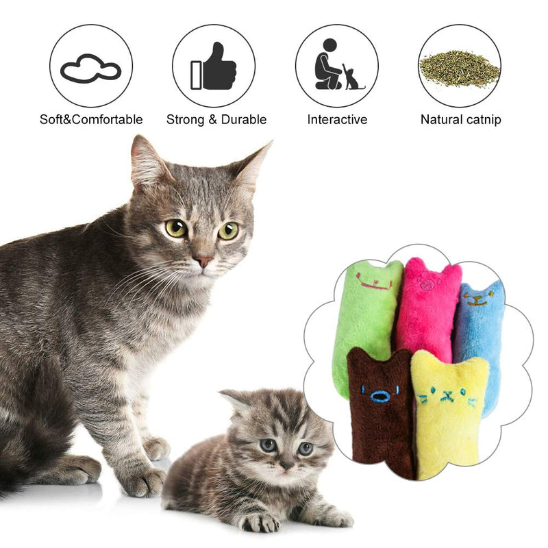 [Australia] - SEGMINISMART Cat Catnip Toys, Interactive Plush Cat Toys, 5Pcs Catnip Chew Toy, Soft Plush Cat Pillow for Cat Kitten Teeth Cleaning Playing Chewing 