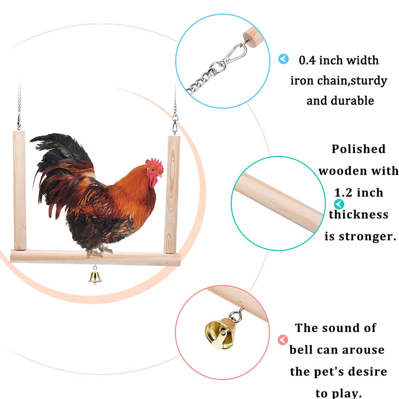 lanermoon Super Big Chicken Swing with Natural Wooden for Hens,Handmade Assemble Perch Stand Training Toy for Pet Large Birds Macaws and Parrots - PawsPlanet Australia