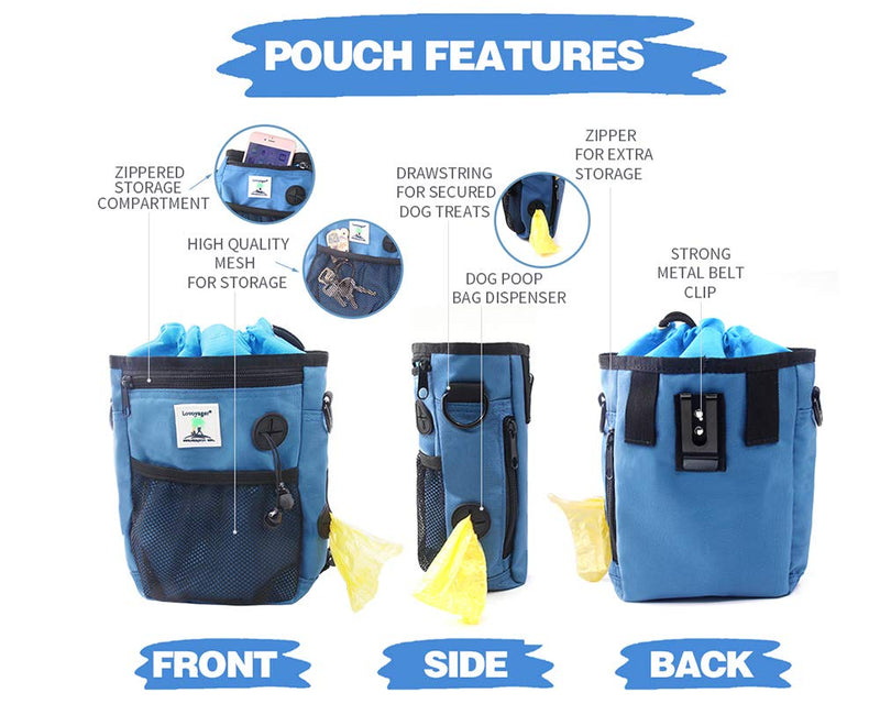 [Australia] - LOVOYAGER Dog Treat Pouch, Dog Training Pouch Bag with Waist Shoulder Strap, Collapsible Bowl and Training clicker, Treat Training Bag for Treats, kibbles and pet Toys, 3 Ways to wear Blue 