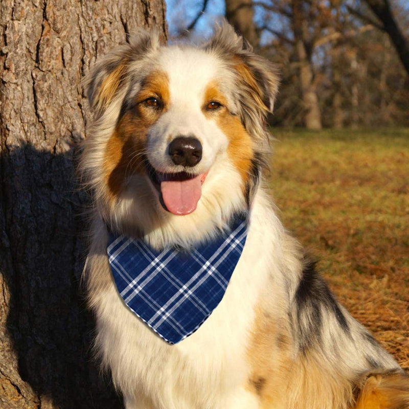 [Australia] - WanKoo Dog Bandanas 5 Pack, Reversible Plaid Printing Dog Scarf Boy and Girl Dogs Handkerchief Washable Triangle Bibs for Small Medium and Large Dogs 