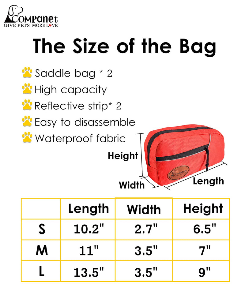 Companet Dog Detachable Saddle Bag,2-in-1 Multifunctional Backpack,Adjustable Travel Packs Rucksack for Medium and Large Dog Camping Hiking S - PawsPlanet Australia